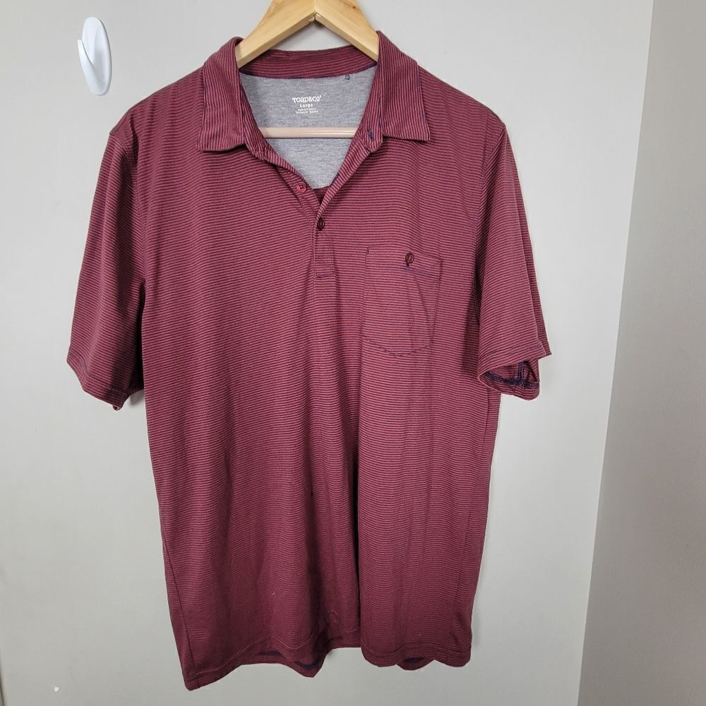 Toad&Co Marko Polo Short Sleeve Shirt Large Mens Maroon